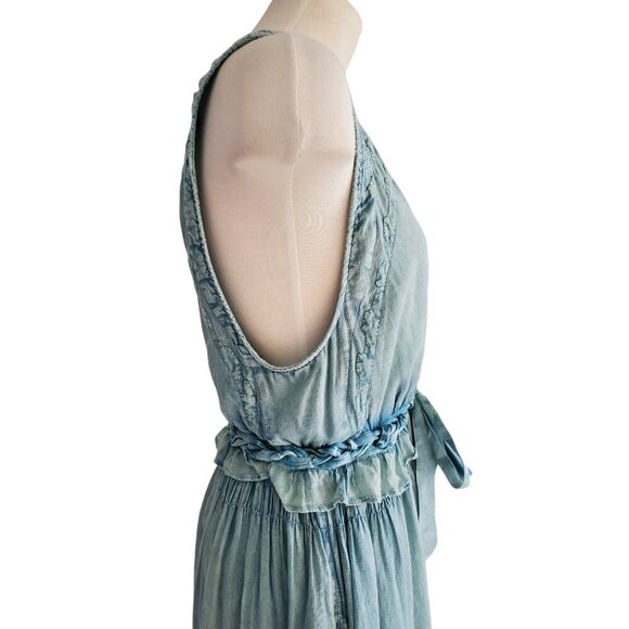 Free People New Romantics Sexy Dust Drag Jumpsuit Mermaid Blue Green S - Picture 6 of 16